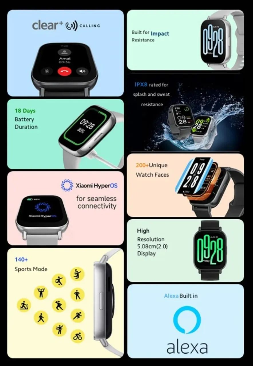 Xiaomi Redmi Watch 5 Active com Alexa e Pulseira Cinza - Foto 5