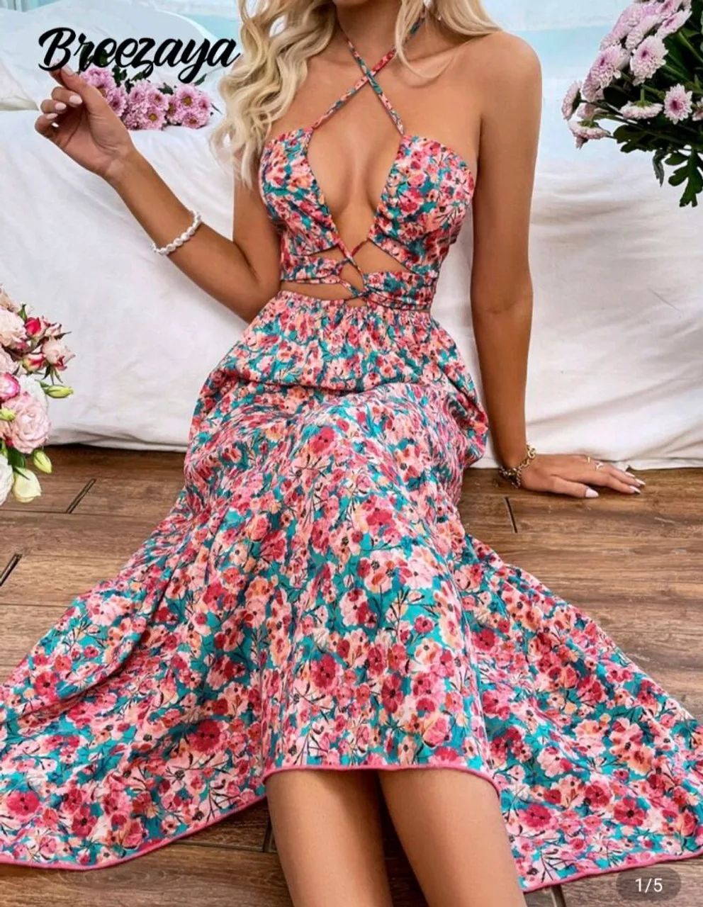 Vestido longo estampa Floral - Shein  - Foto 3