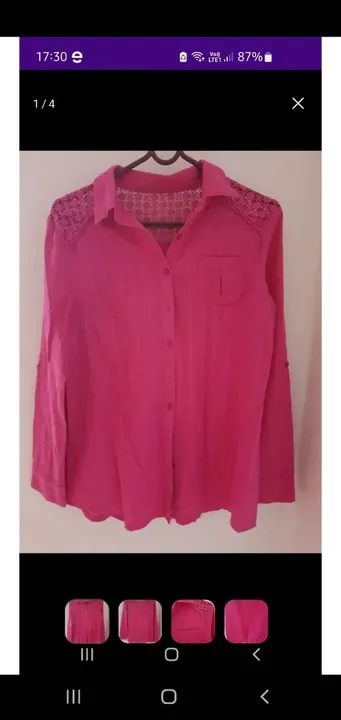 Camisa social algodão rosa