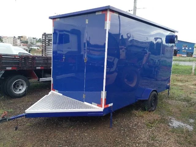 Trailer lanchonete reboque 4x2 azul documentado com equipamentos 2023