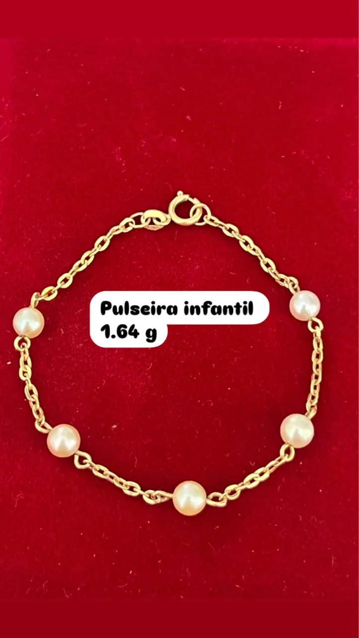 Pulseira infantil de ouro com pérolas com garantia