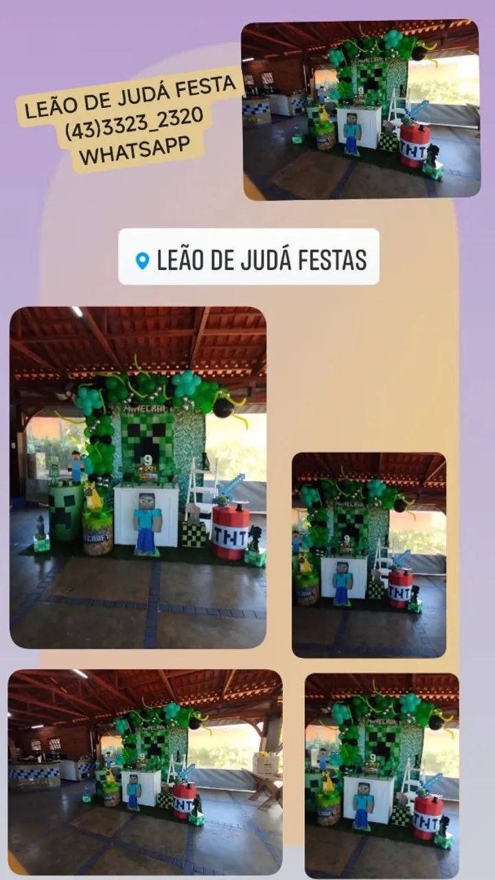 Decoração Festa Infantil Minecraft - Leão de Judá - Foto 5