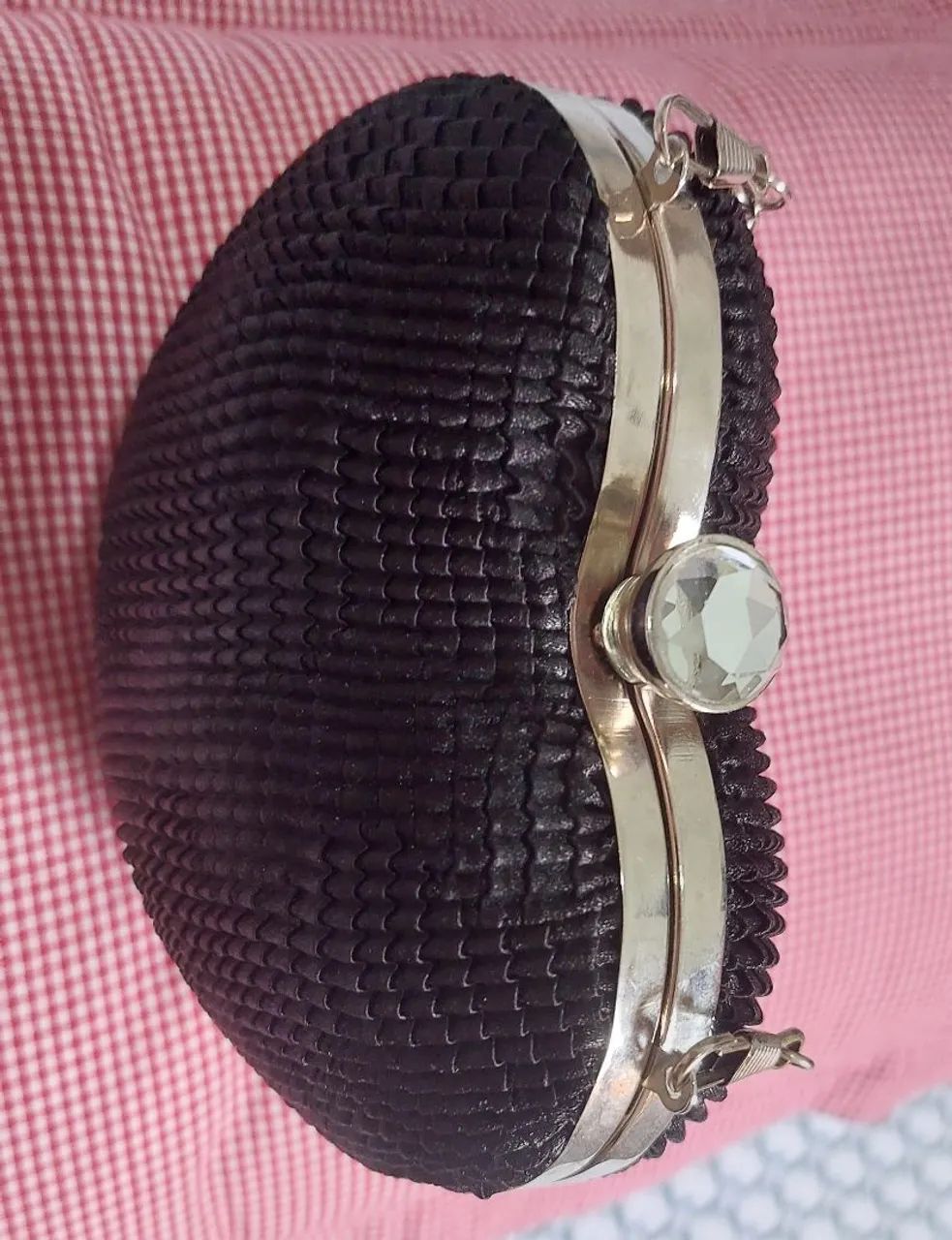 Bolsa de coração preta em tecido - Foto 2