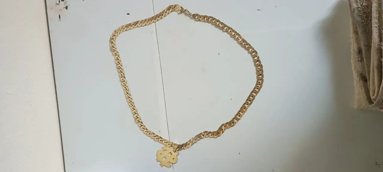 Cordão de prata banhado a ouro com Pingente de Dólar - Foto 2
