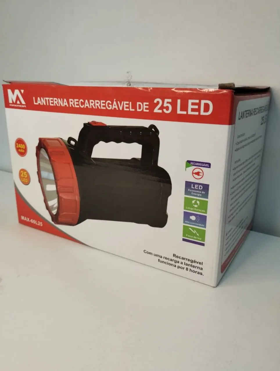 Lanterna Recarregável 25 LED - 8 Horas de Autonomia