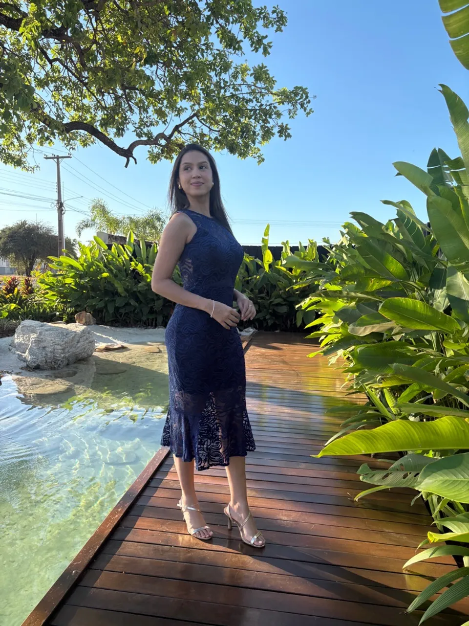 Vestido Azul Elegante para Ocasiões Especiais