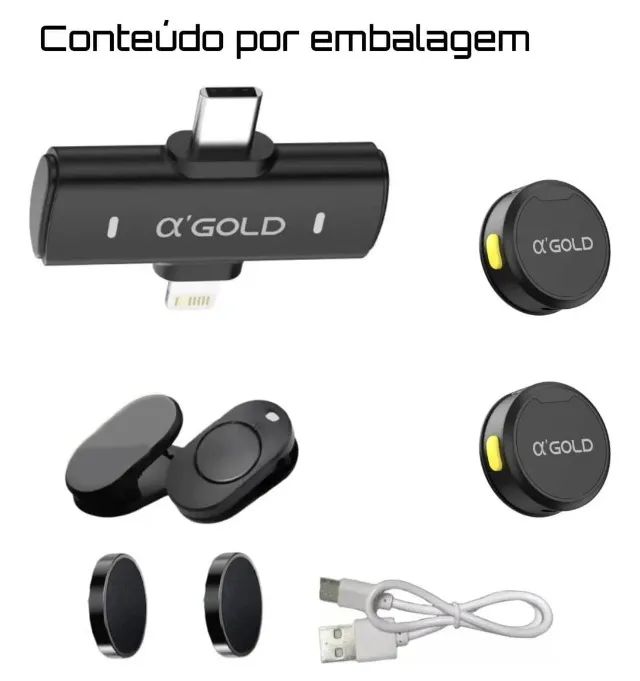 Microfone de Lapela Sem Fio Bluetooth Kit 2 Microfonones Abafamento de Ruído Até 10 Horas  - Foto 2
