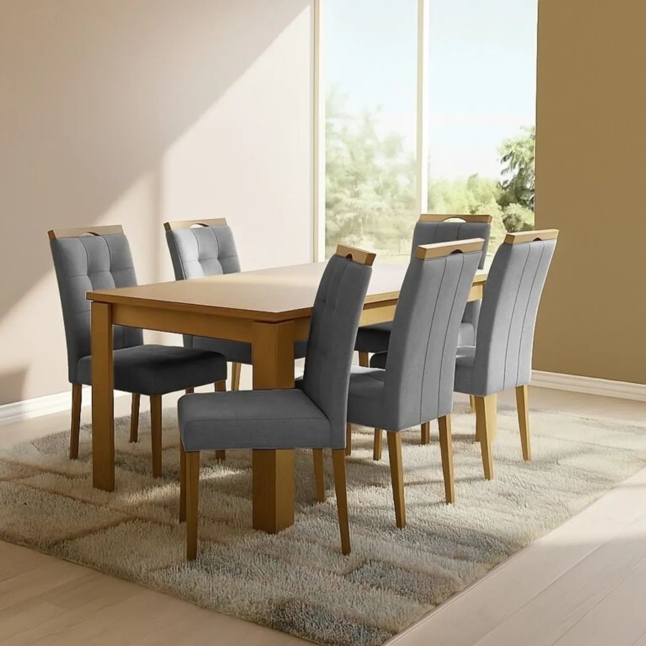 Mesa de Jantar com 6 Cadeiras em Madeira Lopas tt43 - Foto 5