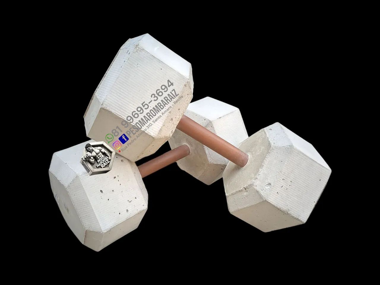 Halteres Par de 10kg - Concreto Sextavado - Foto 5