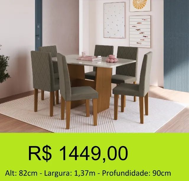 Mesa de jantar 6 Cadeiras - maravilhosa! - Foto 2