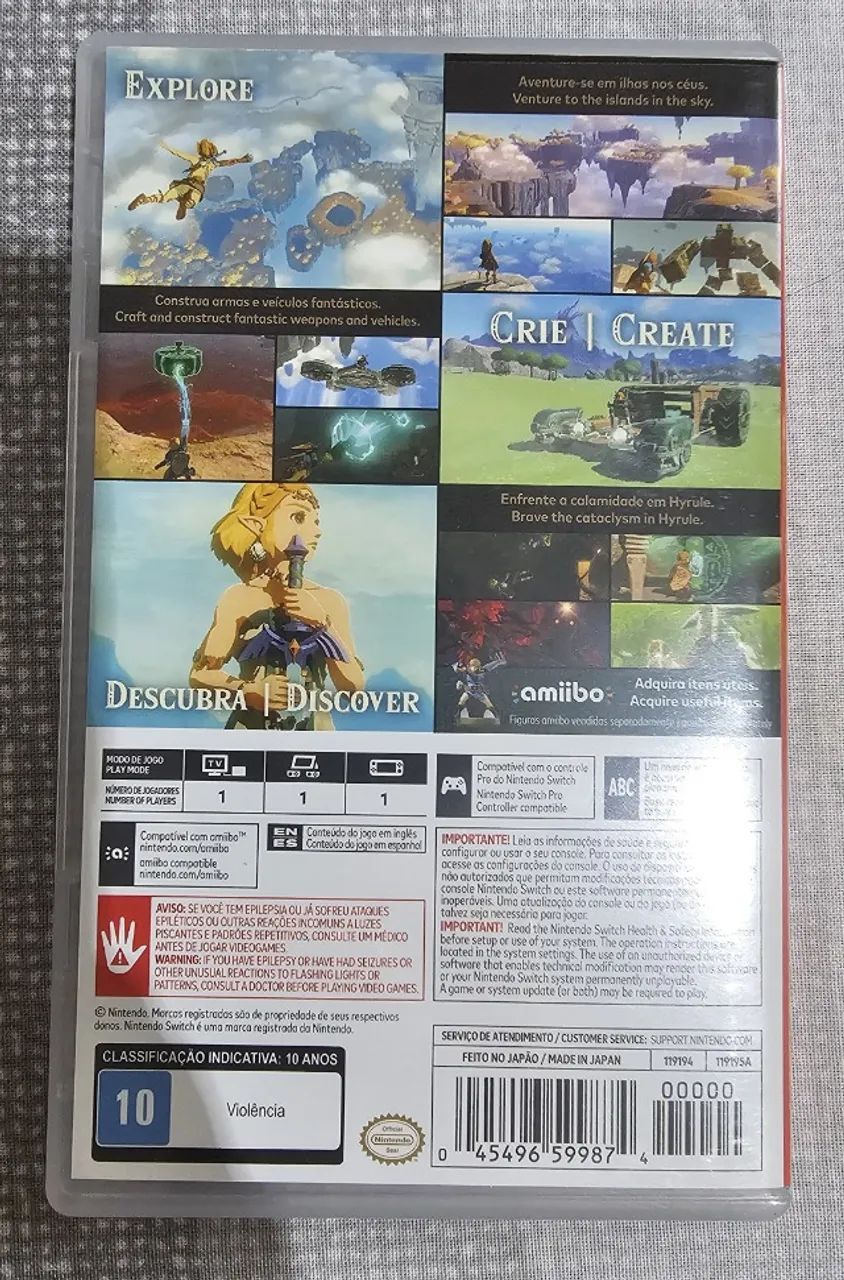 The Legend of Zelda Tears of the Kingdom TOTK Nintendo Switch Game Jogo Usado - Foto 2