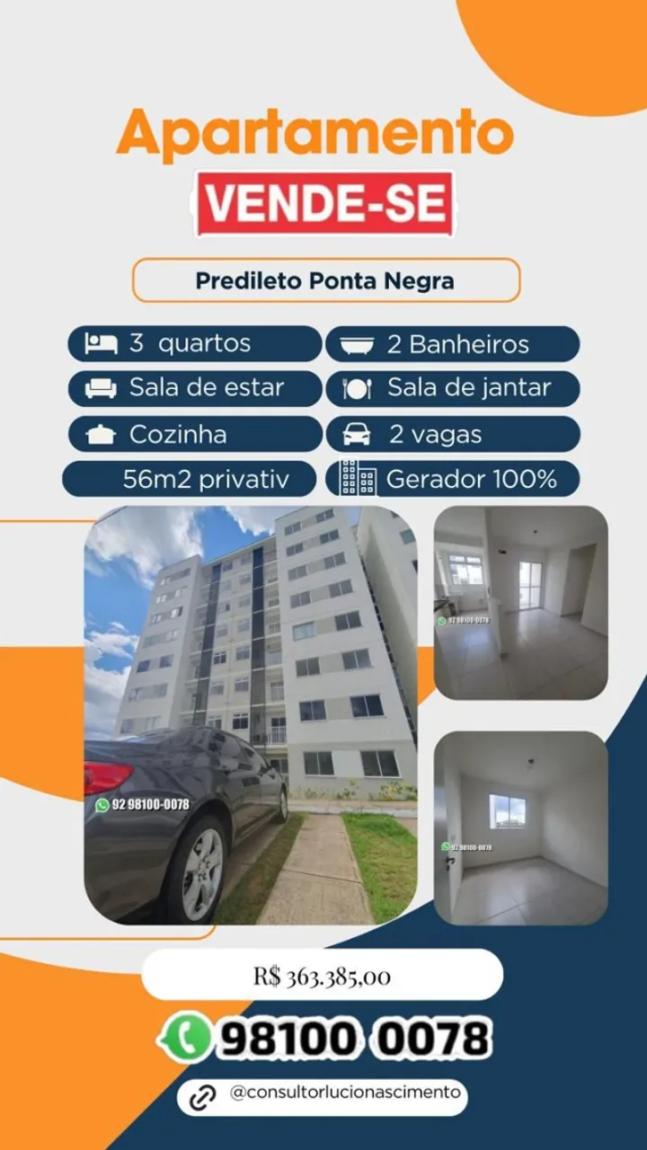 Apartamentos 3 quartos no Predileto Ponta Negra Confira.