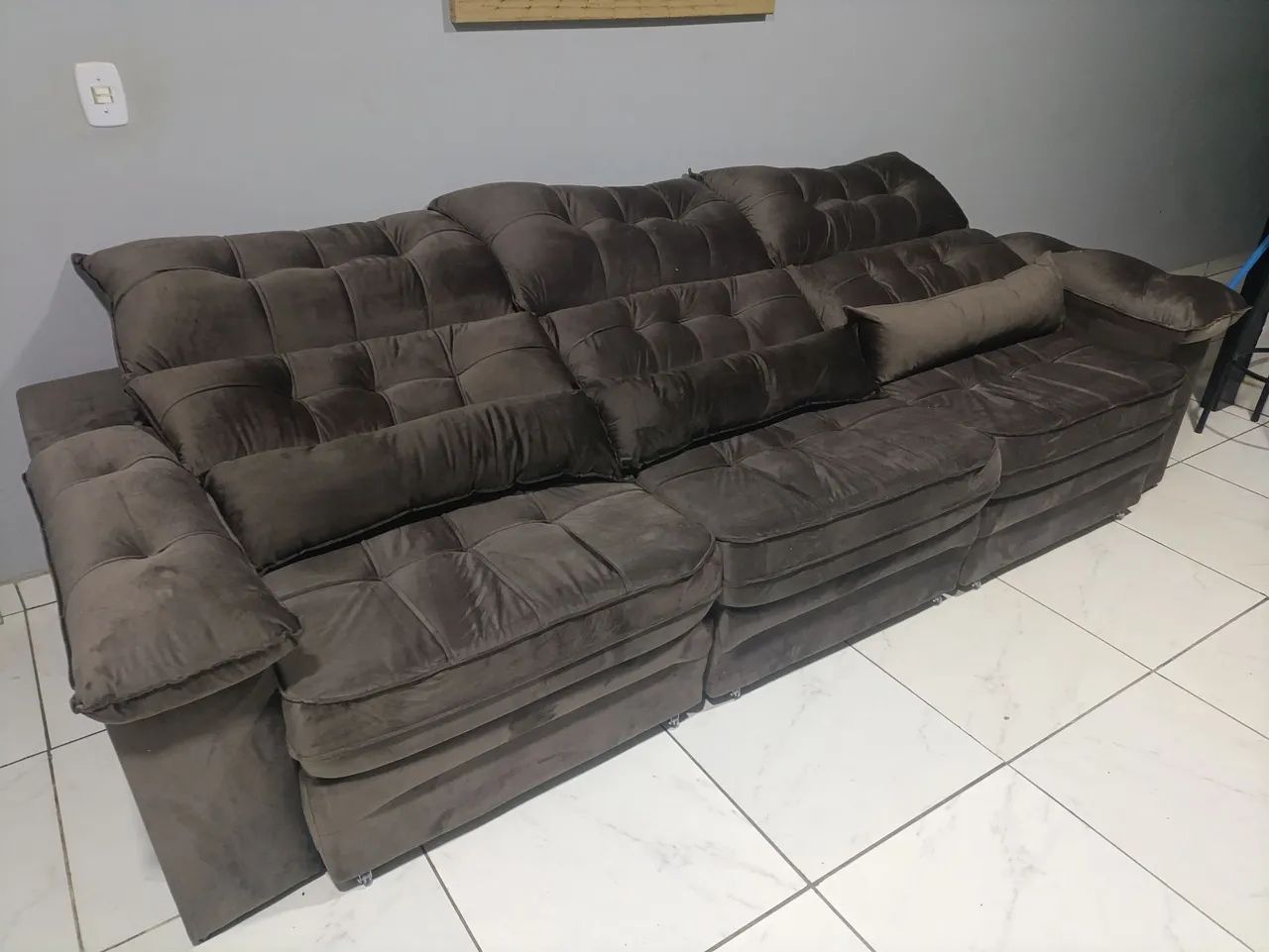 Sofá retr átil reclinável pronta entrega 2,90cm lindo  - Foto 2