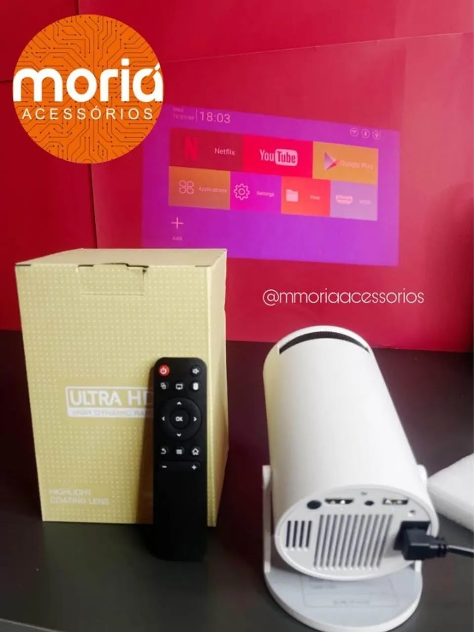Projetor Data Show Android Smart Portátil Wifi Bluetooth Usb Cor Branco 110V/ - Foto 2