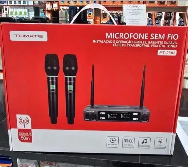 Kit Microfone Sem Fio TOMATE MT-2302 - Qualidade de Áudio e Liberdade de Movimento!