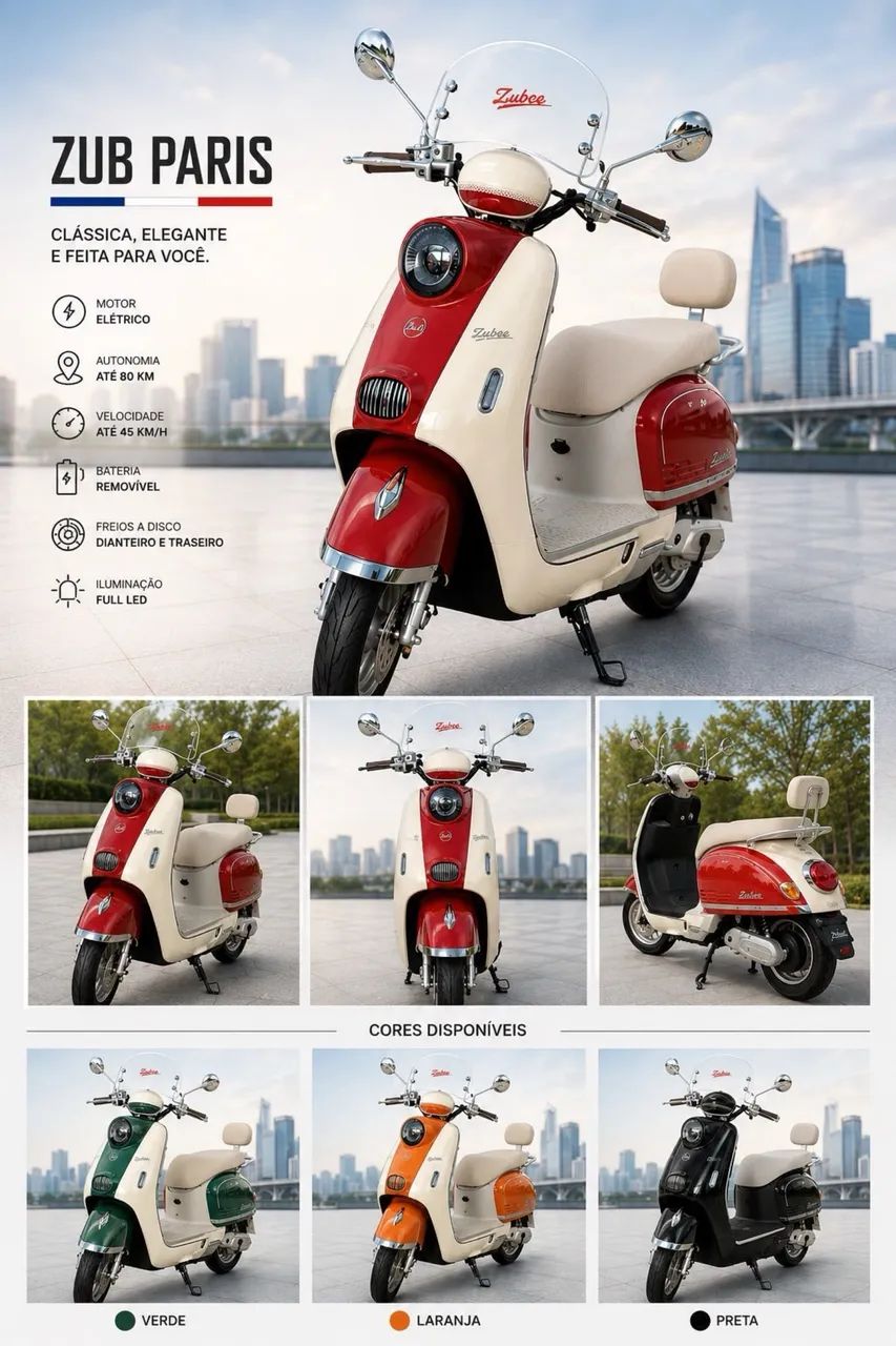 Scooter Eletrica ZUB PARIS 1000W