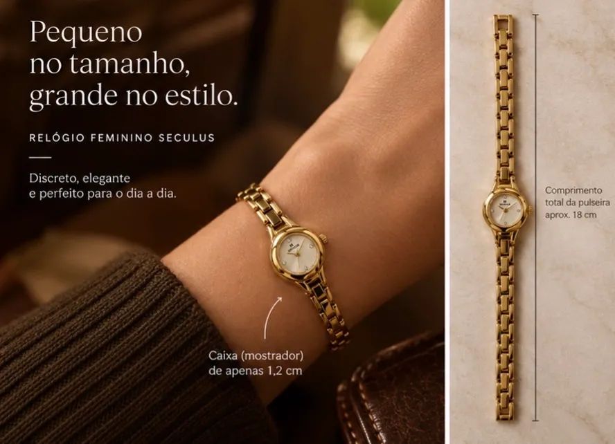 Relógio Seculus Mini dourado 