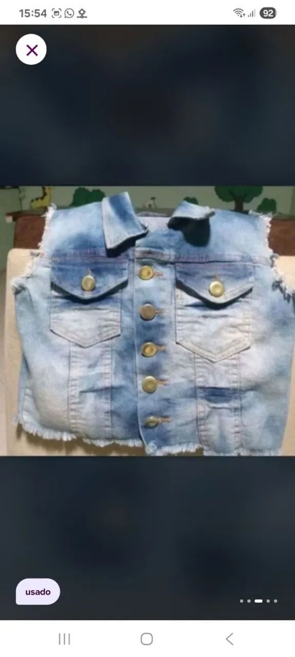 Colete jeans infantil cropped  - Foto 3