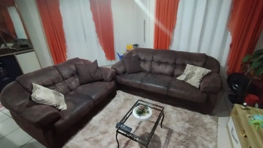 Conjunto Sofá 5 Lugares (2 e 3) Marrom - Usado em Ótimo Estado - Foto 5