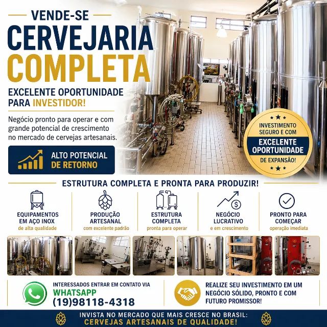 Cervejaria profissional completa pronta para operar