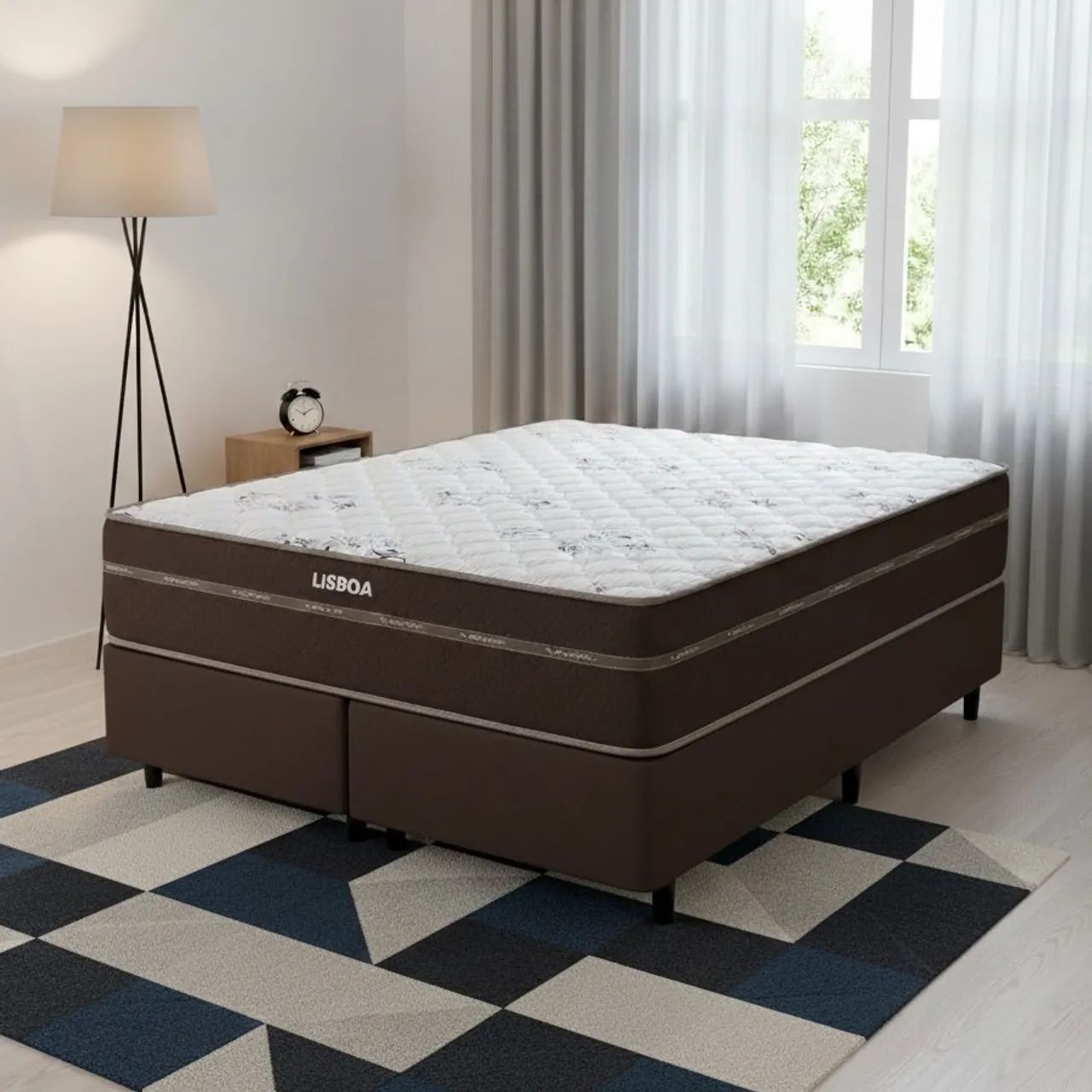 Colchão Queen 158CM Lisboa com base simples - ENTREGA HOJE - ZAP * 