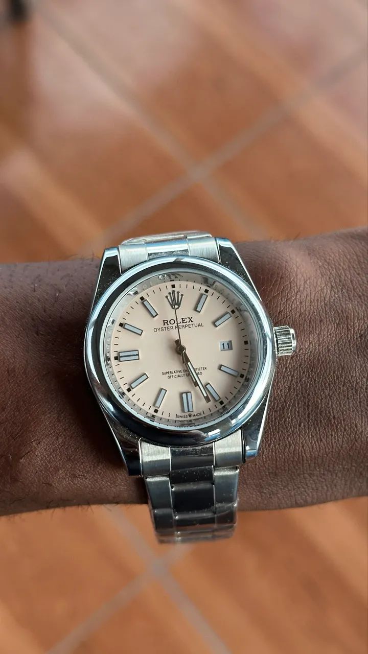 Relógio Estilo Rolex - Clássico Prata 
