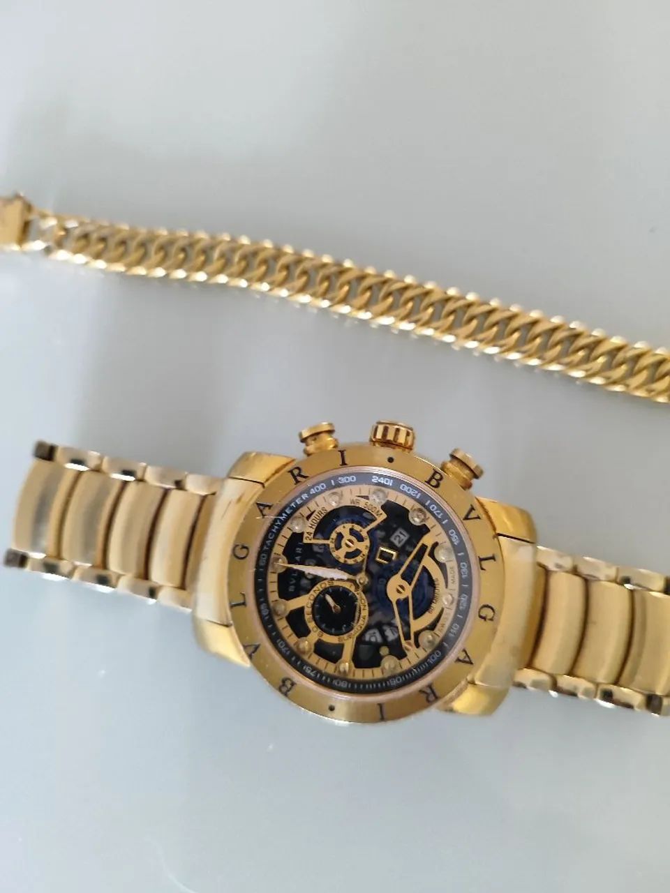 Relógio original e mais pulseira banhada a ouro  - Foto 3