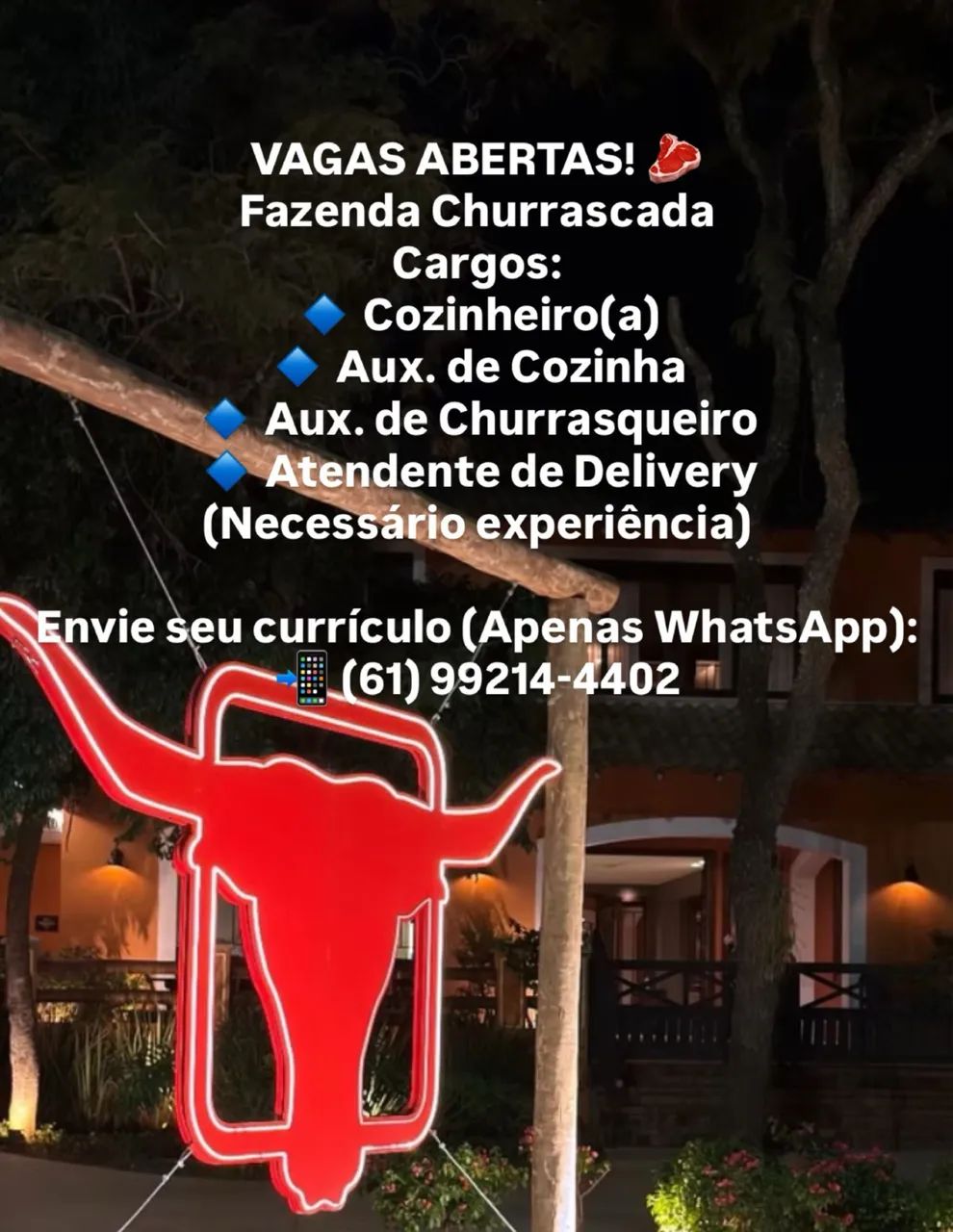 Vagas abertas para Restaurante em Campo Grande-MS