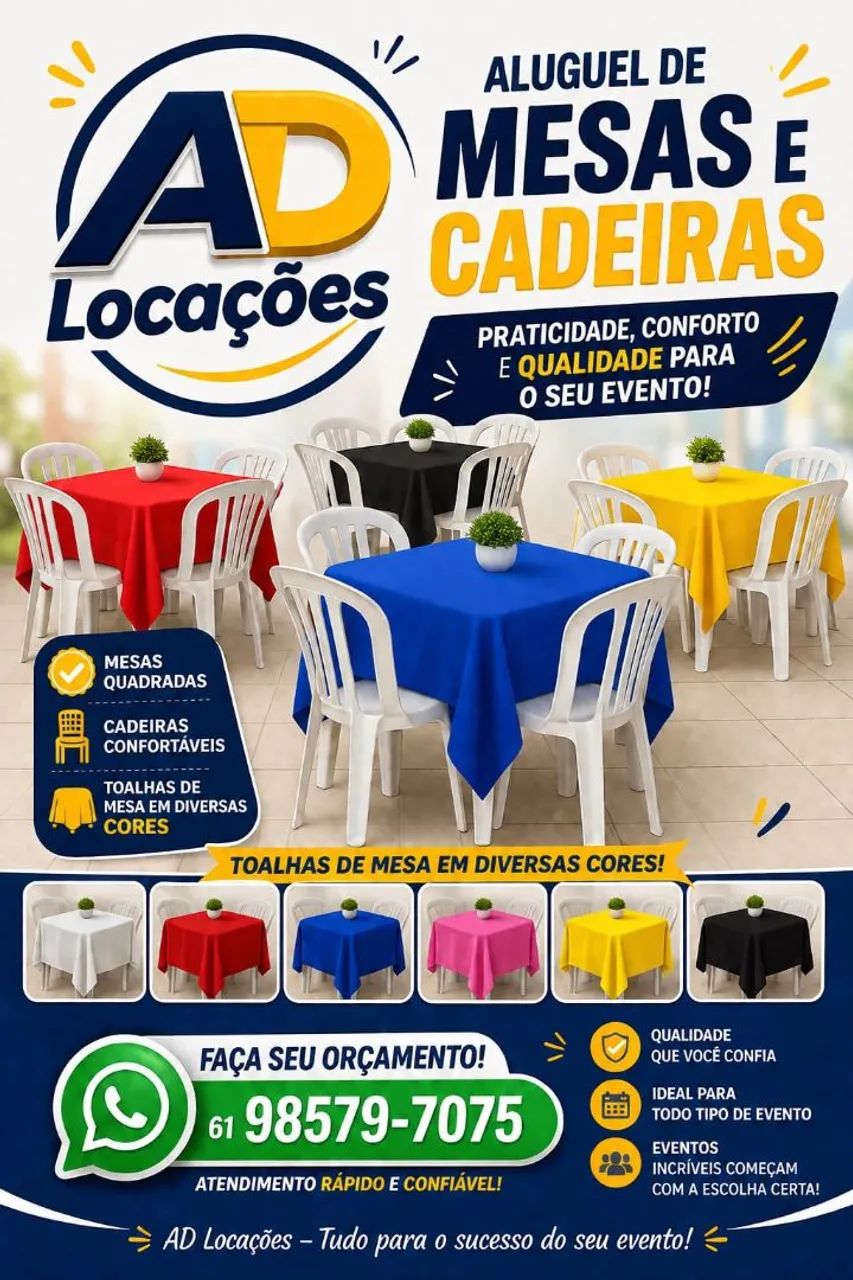 Aluguel de mesas e cadeiras
