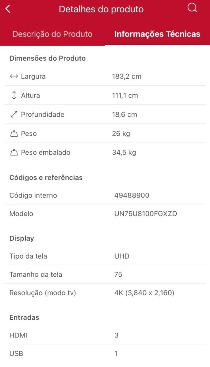 TV SAMSUNG CRISTAL UHD 75 polegadas (na caixa, nunca usada) - Foto 5