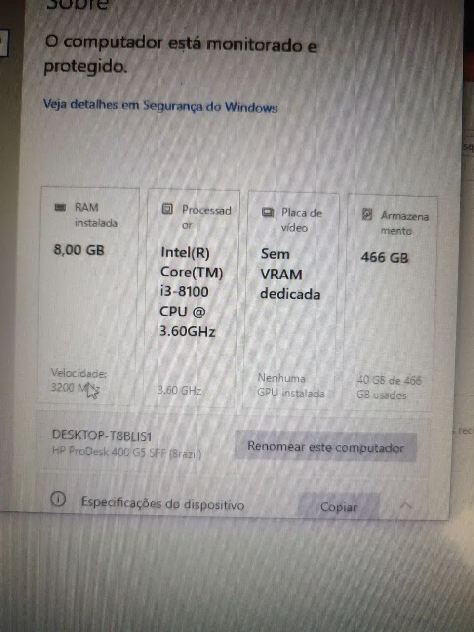 CPU i3 8 gigas ddr4 Hp prodesk mini - Foto 2