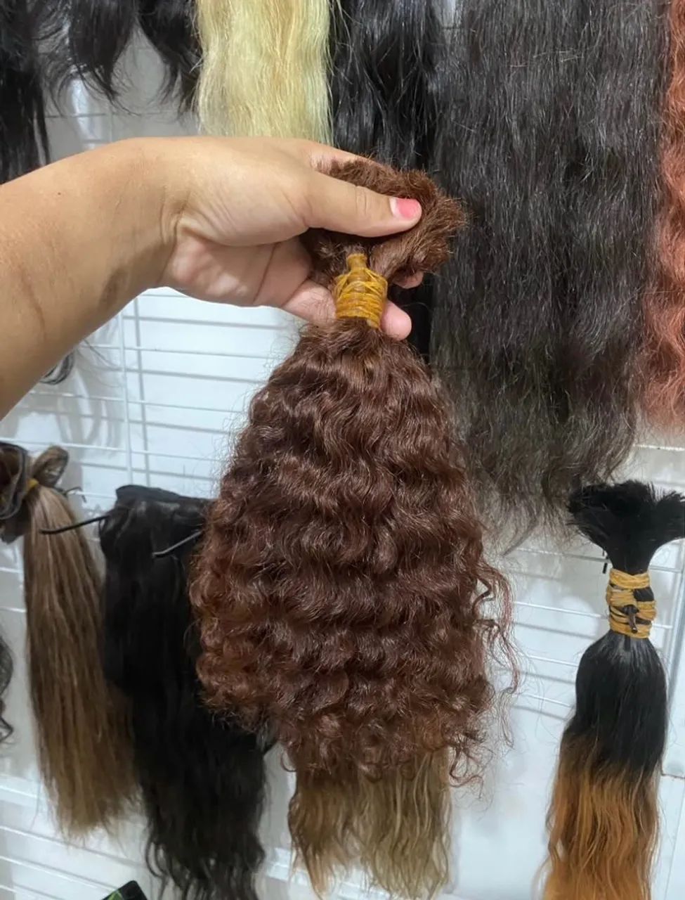 Cabelo humano cacho natural 30-40 cm
