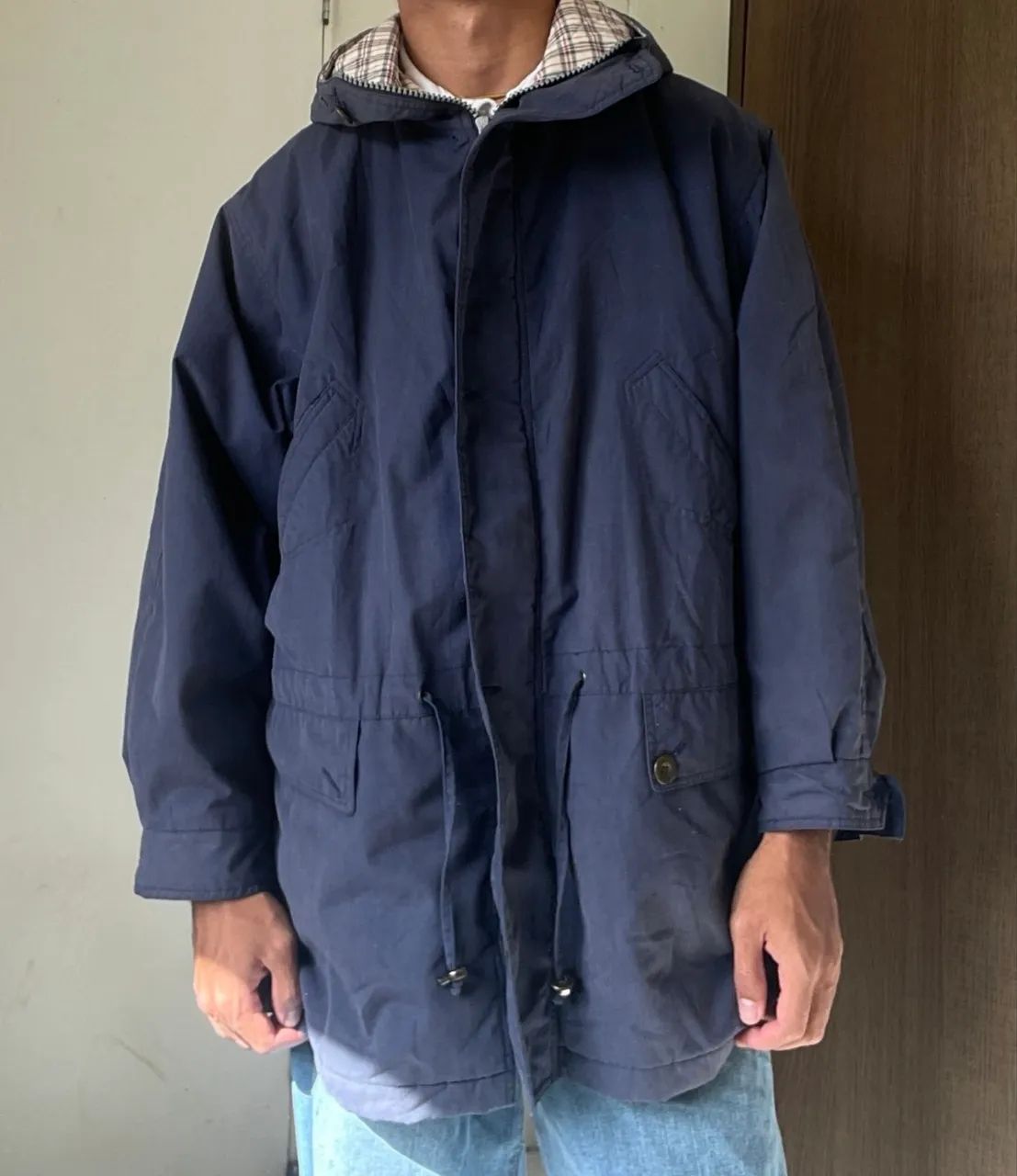 Parka azul com capuz  - Foto 2