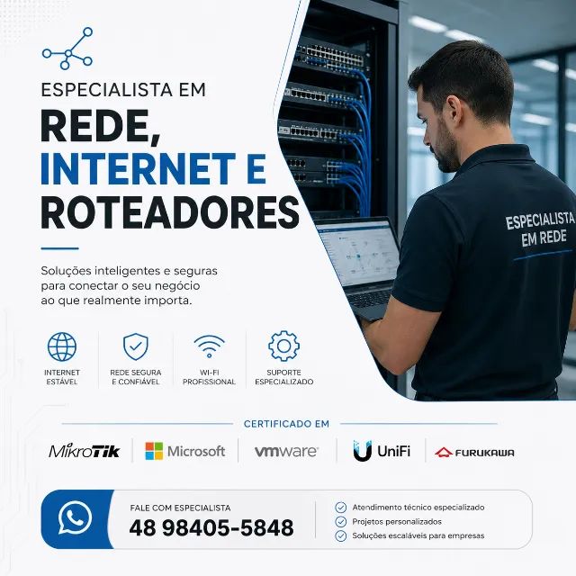 Técnico de rede, internet e cabeamento. Roteadores Wi-Fi Especialista certificado