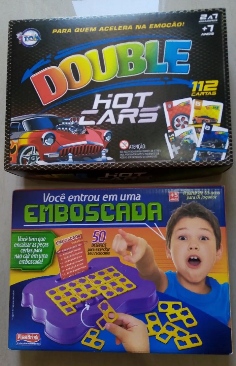Kit 2 Jogos de Tabuleiro: Double Hot Cars + Jogo Emboscada (Completos)