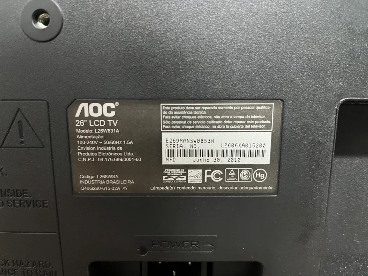 TV AOC 26? LCD HD - HDMI, VGA, AV e Componente - Funcionando Perfeitamente - Foto 3