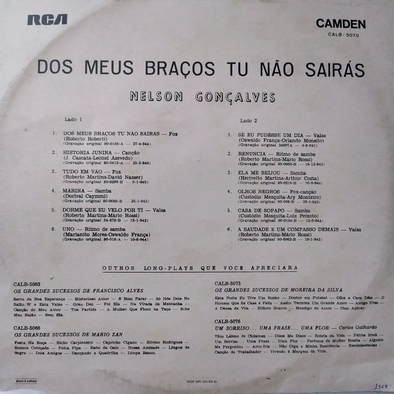 Vinil nelson Gonçalves dos meus braços tu não sairás  - Foto 2