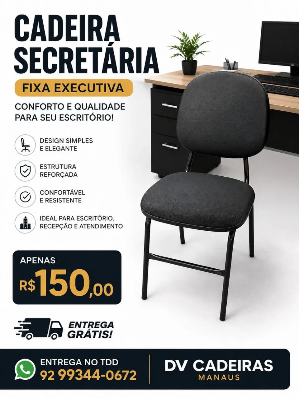 Cadeira Secretária Fixa - Foto 3