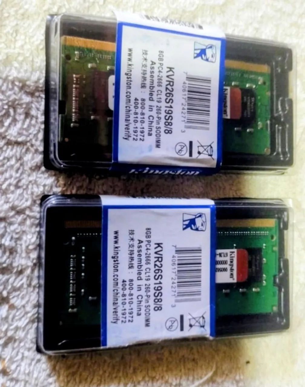 Memoria ddr4 de 8gb kingston de notebook na caixa