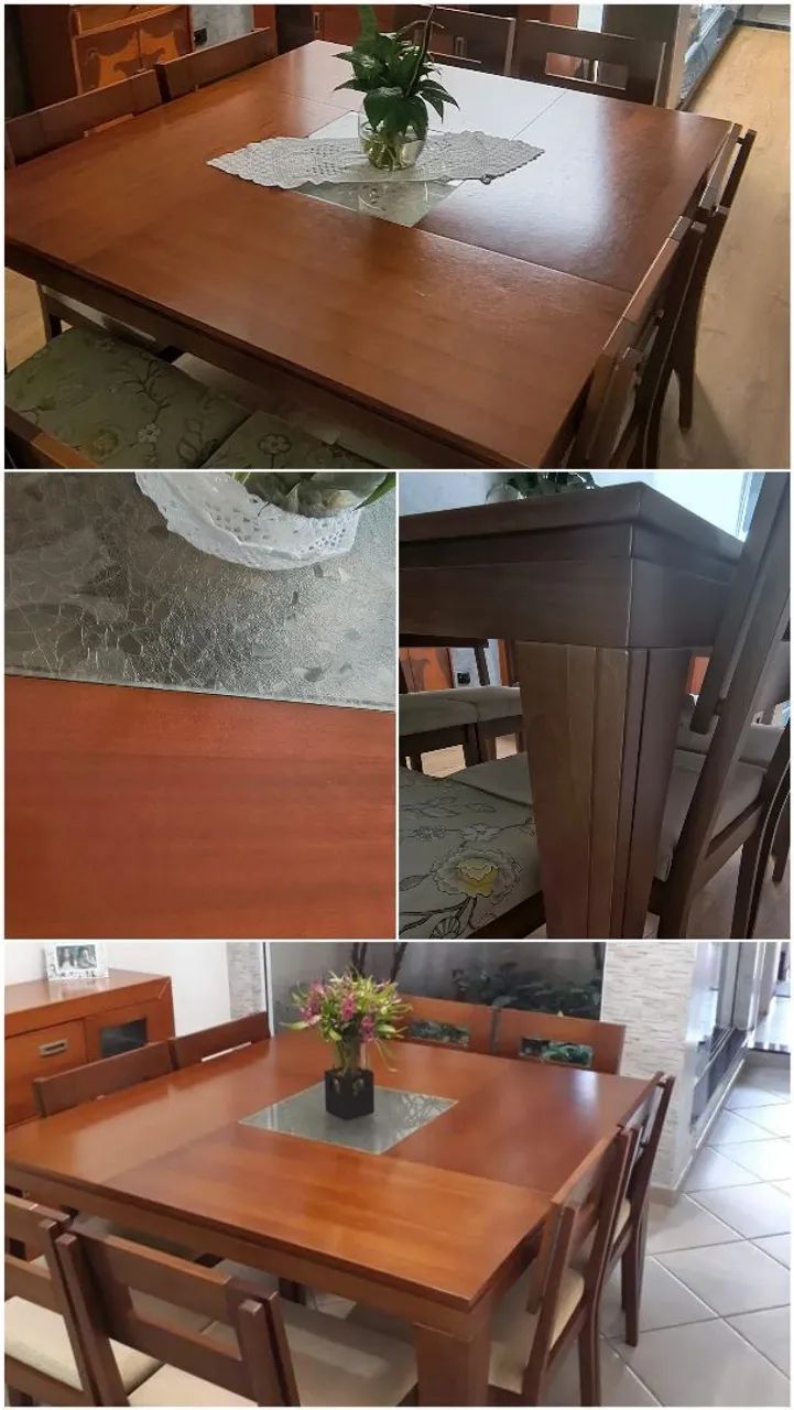 Mesa de jantar quadrada com 8 cadeiras  - Foto 2