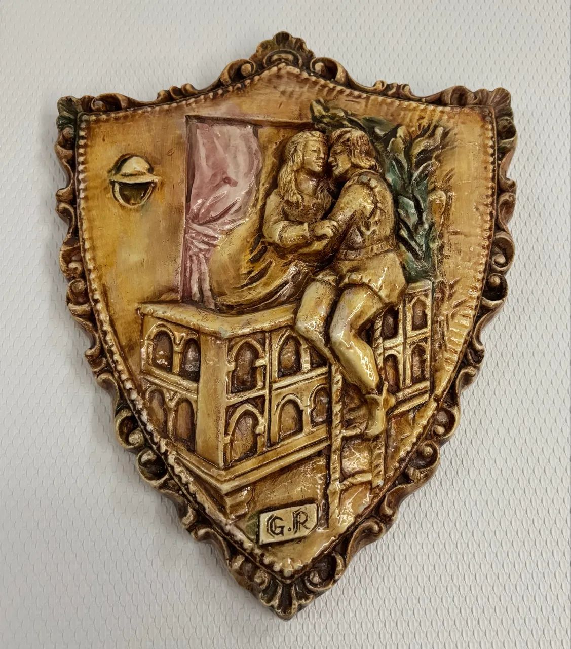 Placa antiga de porcelana 
