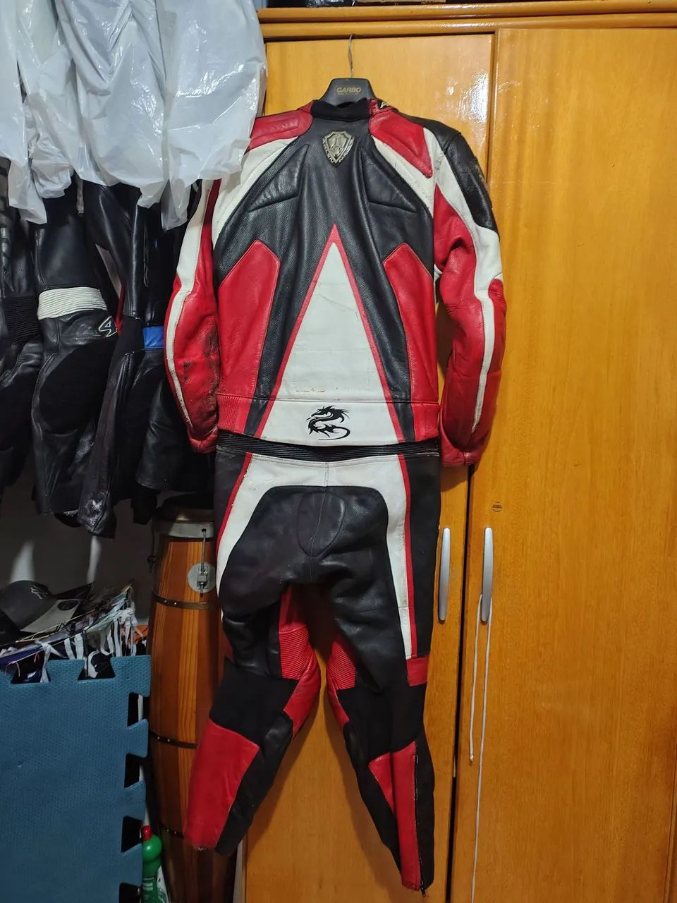 Macacão de couro para motociclista 
