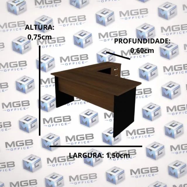 Conjunto Mesa Angular com Pé Painel - 0,75x1,50x0,60cm - (CINZA) - Foto 2