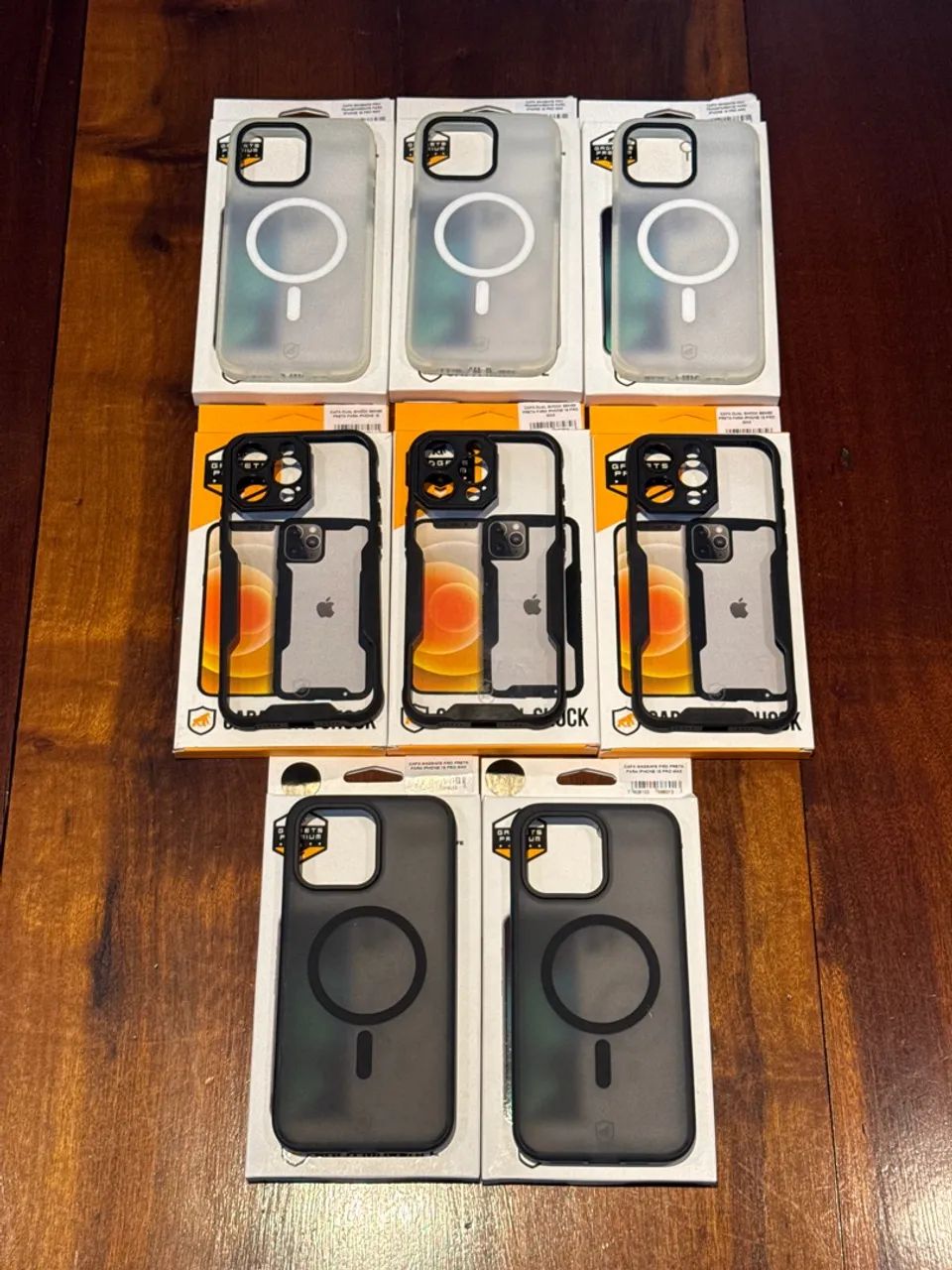 Kit 8 Capinhas Iphone 15 Pro Max Gadgets Premium Preto Branco Transparente Proteção 100%