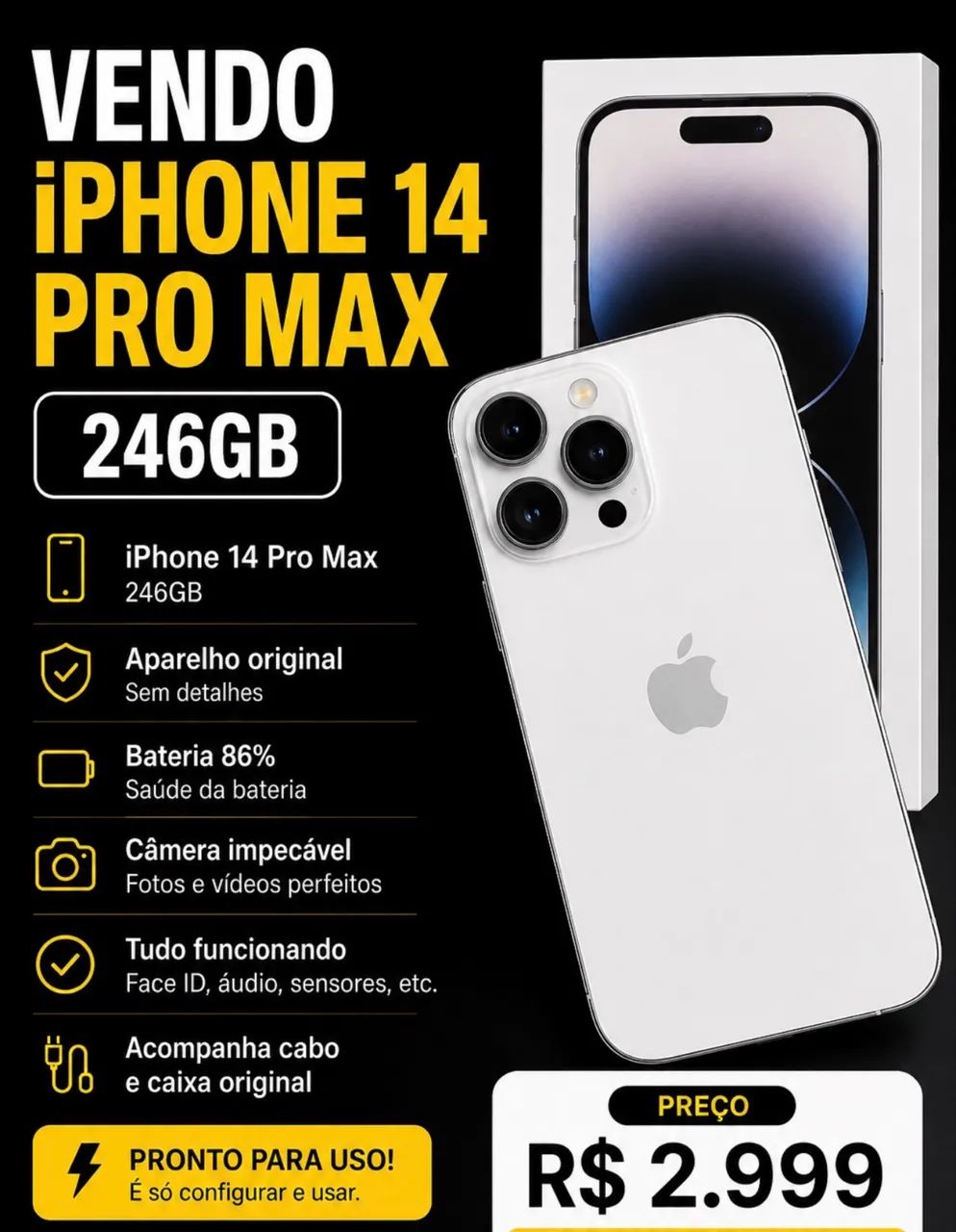iPhone 14 Pro Max 256 - Celulares e Smartphones - Glória, Vila