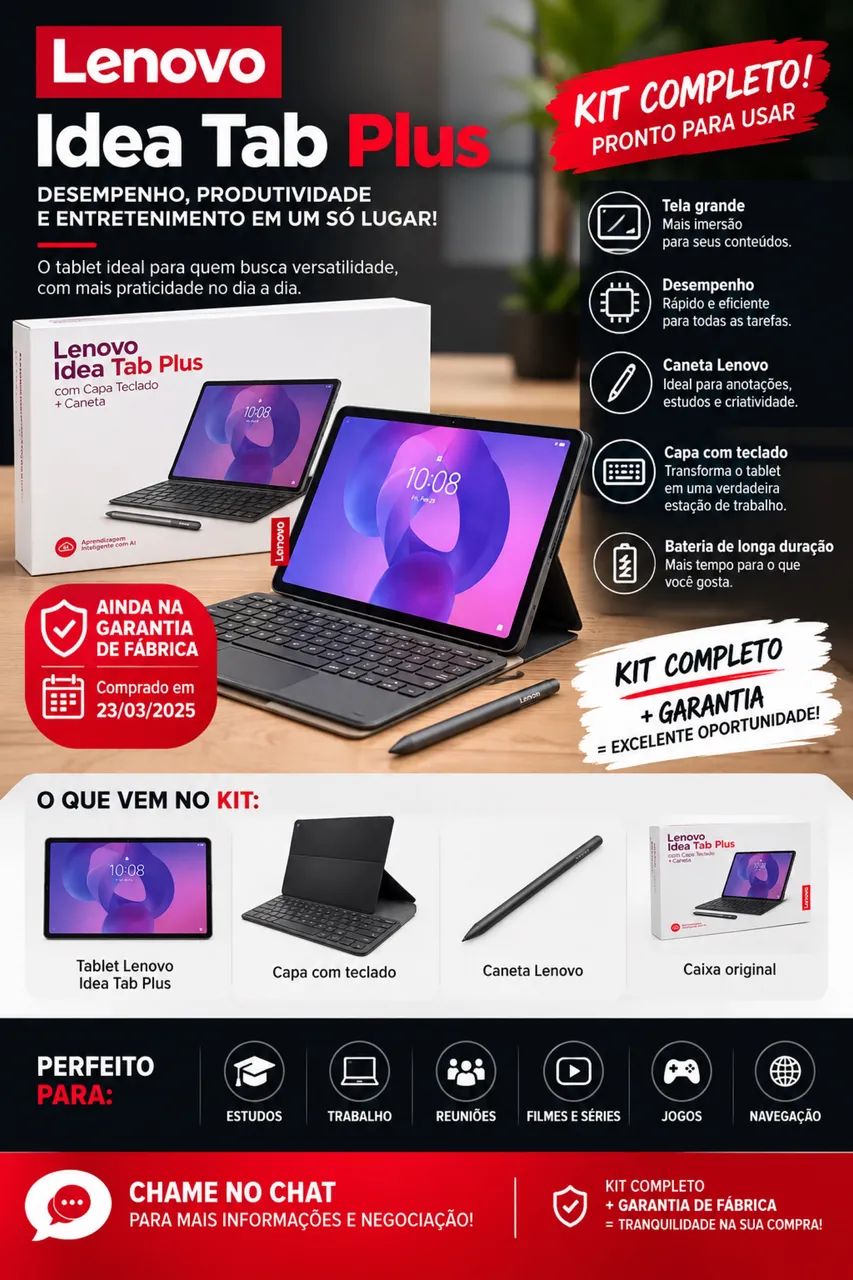 LENOVO IDEA TAB PLUS ? KIT COMPLETO + GARANTIA DE FÁBRICA!