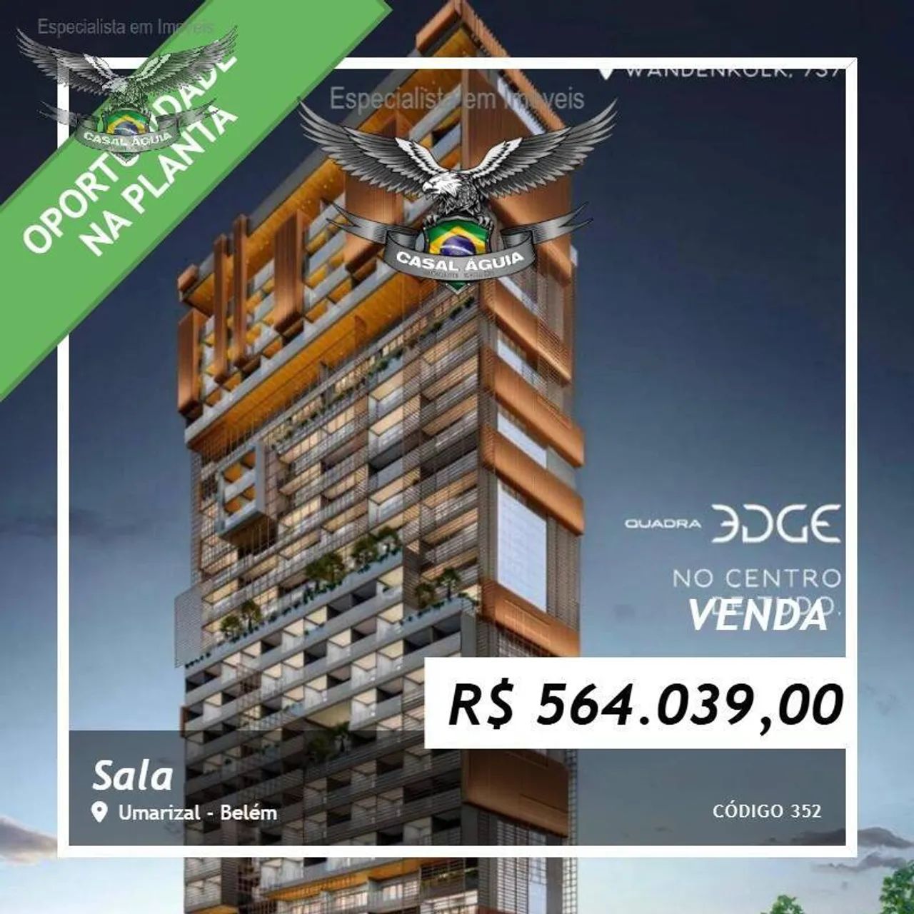 CASAL AGUIA VENDE SALA NO ED. COMERCIAL QUADRA EDGE