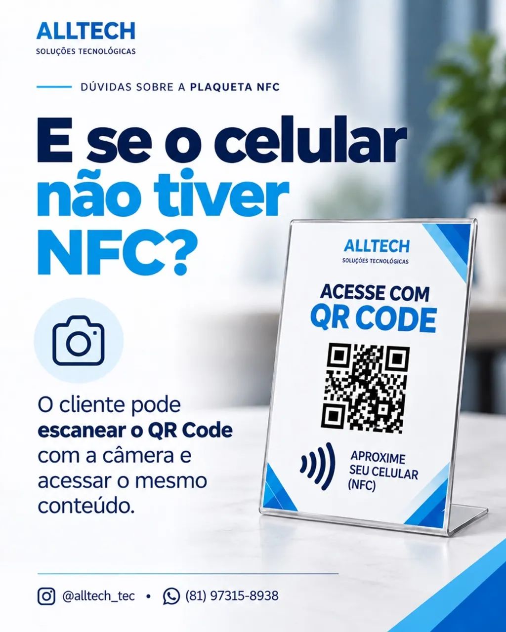Plaquinha NFC e QR Code WhatsApp avaliação google wifi instagram - Foto 3