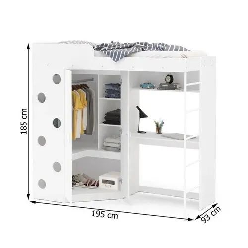 Guarda roupa com cama e mesa de estudo