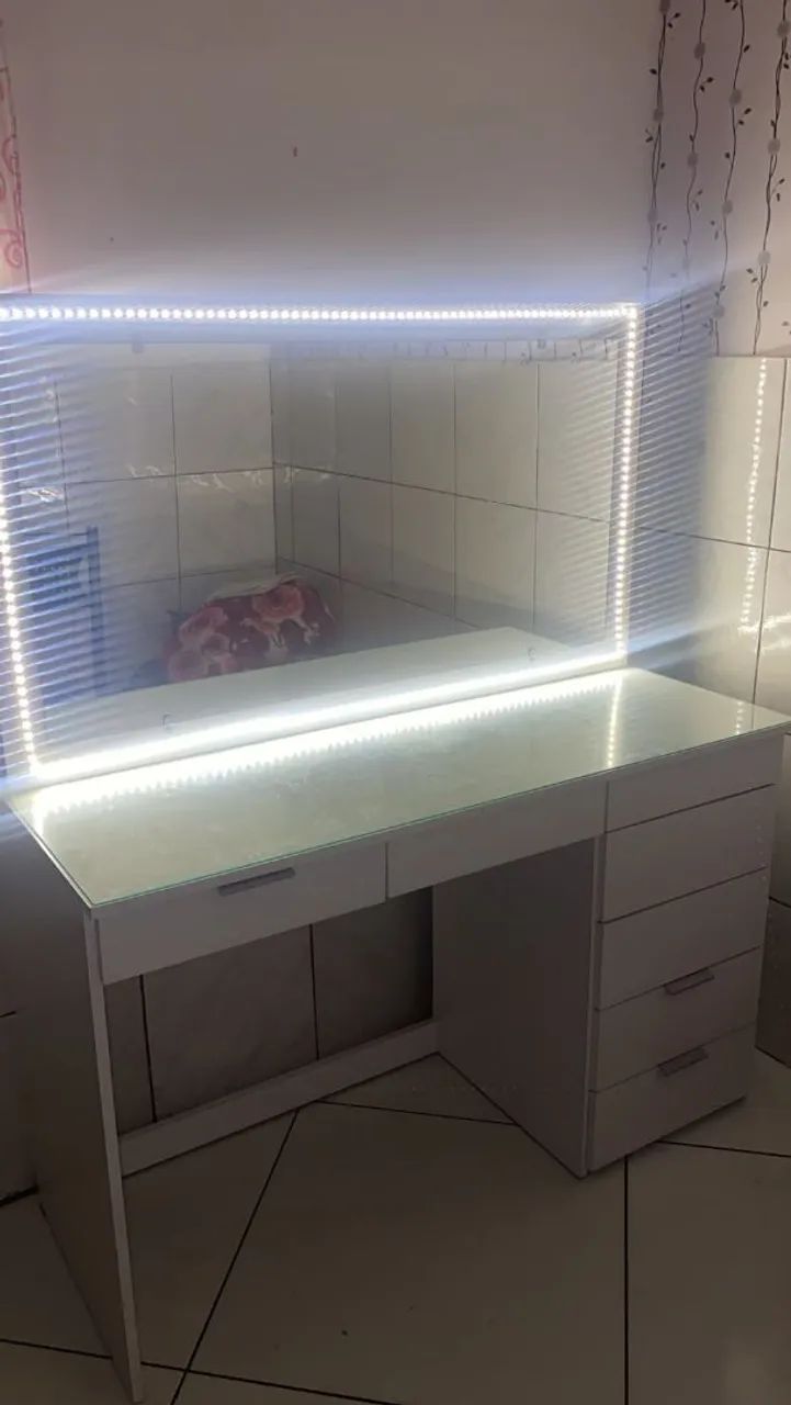 Penteadeira camarim com led, espelho e vidro   - Foto 2